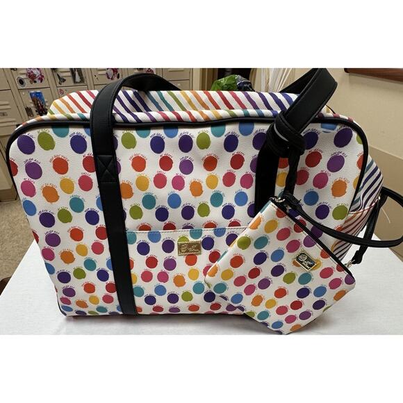 Betsey Johnson Handbags - NWOT BETSEY JOHNSON Polka Dot Weekender W/Small Purse Travel Luggage Duffel